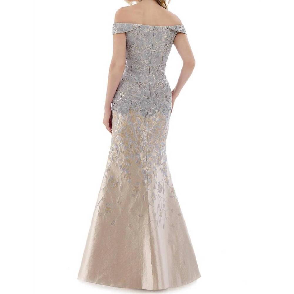 NEW GIA FRANCO mermaid maxi gown in blue/gold - Picture 2 of 2